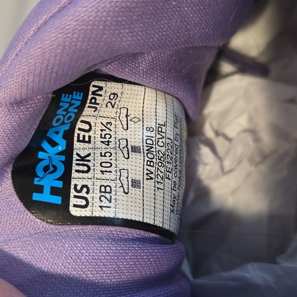 NEW HOKA Bondi 8 Running Shoe in Chalk Violet / Pastel Lilac Women's 12 - Picture 6 of 11
